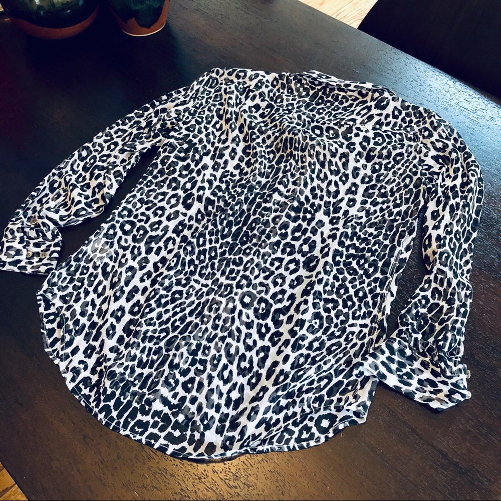 B&W Sheer Cheetah Layered Blouse main image 1